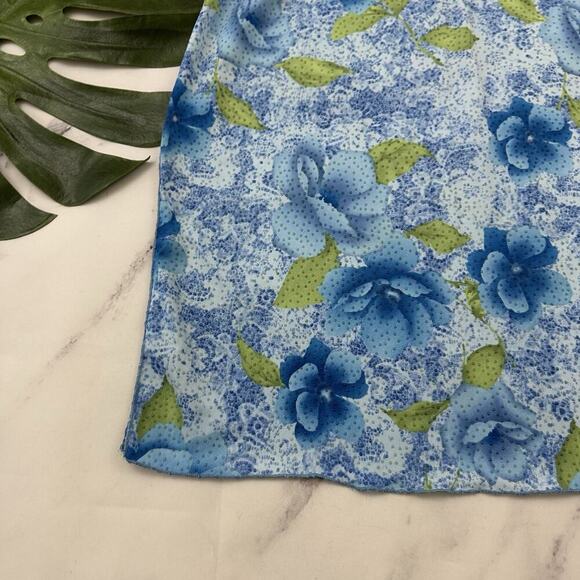 Xhilaration Womens Vintage Y2k Slip Skirt Size M Blue Green Floral Side Slit - Picture 11 of 11
